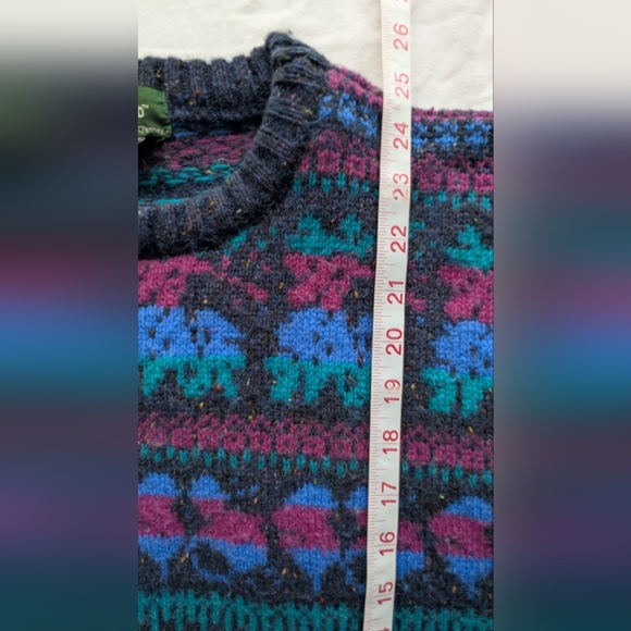 Vintage Hunt Club Large Wool Blend Grandpa Sweater Blue Purple Cozy - Picture 9 of 10